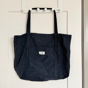 Zara Dark Blue Tote Bag